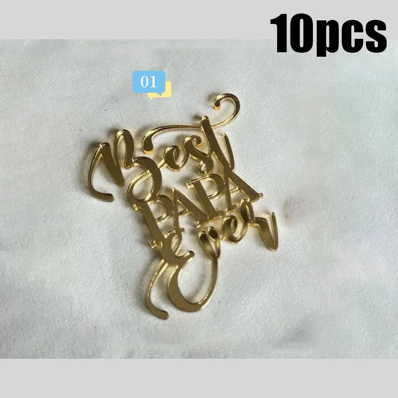 10Pcs Acrylic Dad Birthday Cakes Topper for Father's Day Party DIY Baking Cupcake Decor Tools Happy Birthday Decoration Supplies