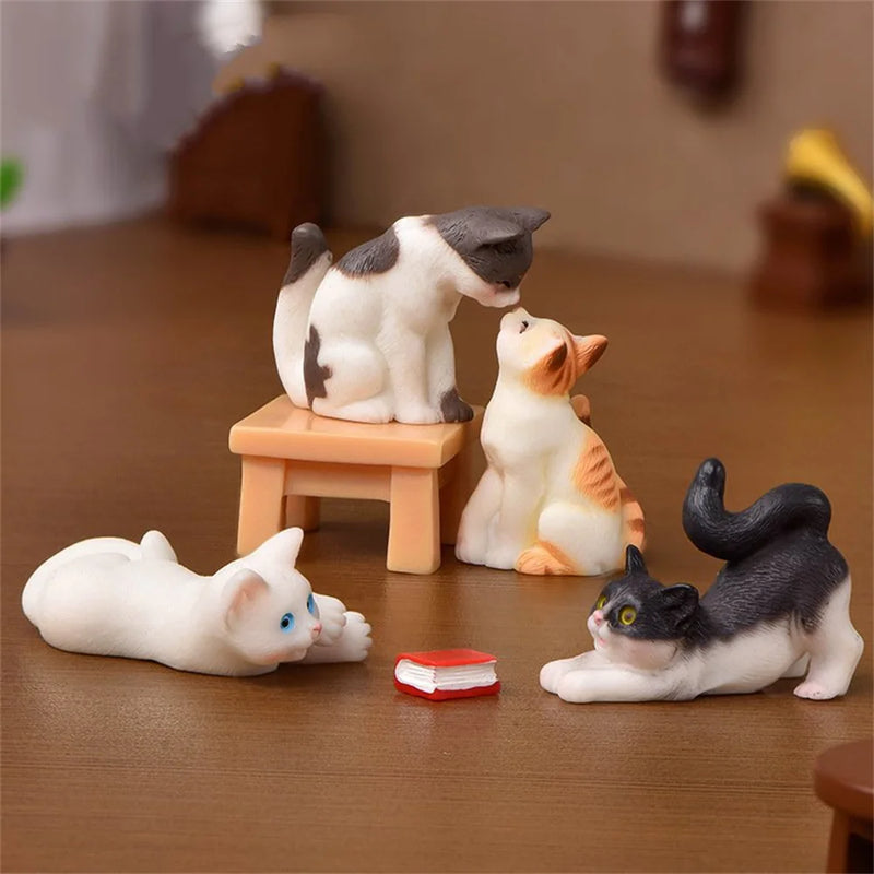 Cute Cat Figures Toys Room Decoration Cartoon Character Garden Ornament Decoration Micro Landscape Bonsai Figurine Resin Crafts