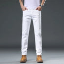 2025 Autumn Men's White Slim Fit Straight Jeans Casual Stretch Denim Pants Comfortable Fashion Streetwear Male Brand Clothing