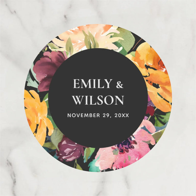 Customized wedding thank-you circular stickers, suitable for occasions such as weddings, birthdays, baptisms, and anniversaries.