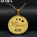 Mama Stainless Steel Chains Necklace for Women Black Enamel Statement Necklace Jewelry dia de la madre Mother's Day Gift N719S01