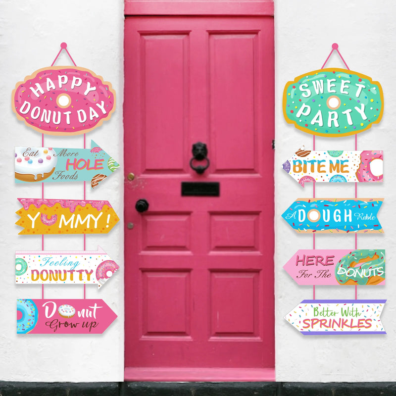 Sweet Donuts Party Decorations Wall Backdrops Hanging Banner Door Couplet Decoration Birthday Baby Shower Party Supplies