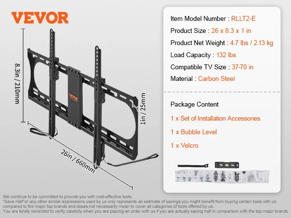 VEVOR Full Motion TV Mount Fit for Most 26-90in TVs Swivel Tilt Horizontal Adjustment TV Wall Mount Bracket W/ Articulating Arms