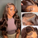 Chocolate Brown Body Wave Lace Front Human Hair Wigs 200 Density Brazilian 13x4 13x6 HD Lace Frontal Wigs Preplucked For Women