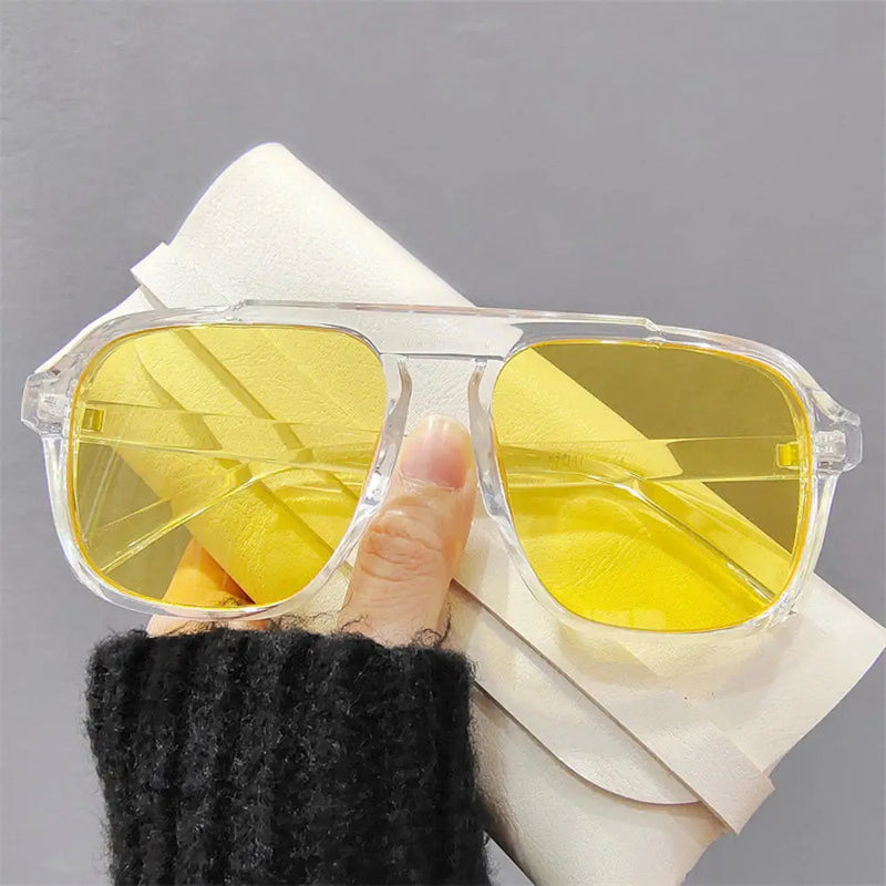 2024 New Fashion Men Sunglasses Oversized Frame Women Anti-blue Light Transparent Glasses UV400 Eyewear Flat Mirror Eyeglass