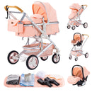 Luxury Baby Stroller 3 in1 Portable Travel Baby Carriage Aluminum Frame Folding Prams High Landscape Car for Newborn Baby BLACK