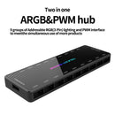 TEUCER 1 to 9 PWM & ARGB Hub Splitter 4 Pin PWM 3 Pin Addressable ARGB Adapter SATA Interface Concentrator For Case Fan