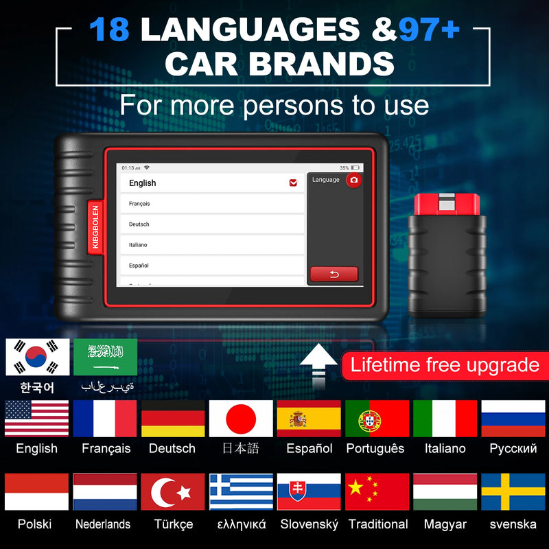 KINGBOLEN S6 OBD Automotive Scanner Bluetooth All System Car Diagnostic Tools 28 Resets IMMO/BMS/TPMS/ABS Bleeding Lifetime Free