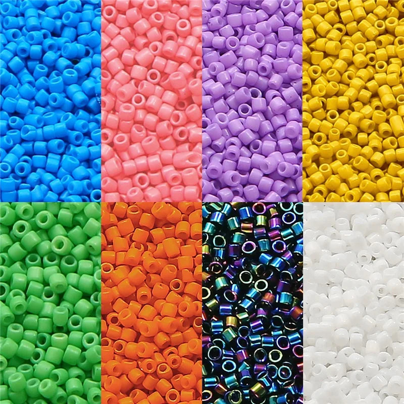 1900pcs/Lot 1.6mm Glass Beads Uniform Wear Resistant Opaque Solid Color Needlework Seed Beads for Clothing Jewelry Making