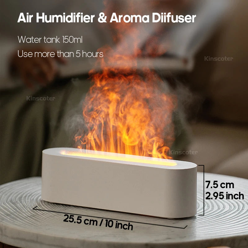 Colorful Flame Aroma Diffuser Humidifier USB Desktop Simulation Lighting Aromatherapy Purifier Air Ultrasonic Cool Mist Diffuser