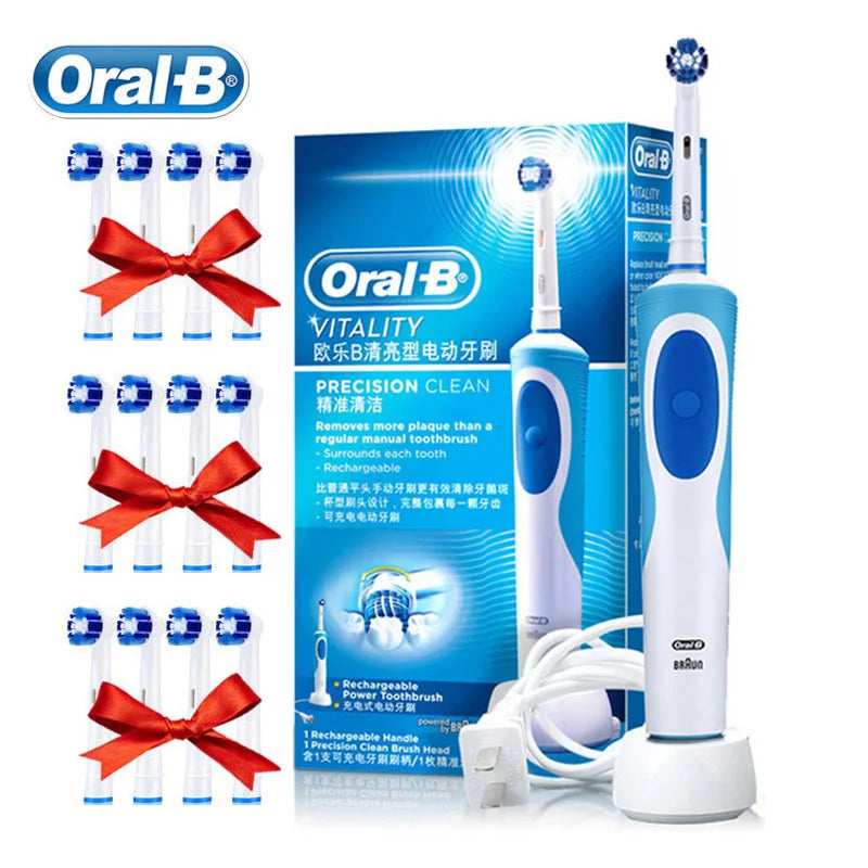 Oral B Electric Toothbrush Rotation Cleaning Oral 3D White Tooth Adult Vitality Tooth Brush Inductive Charging + Gift Brush Head