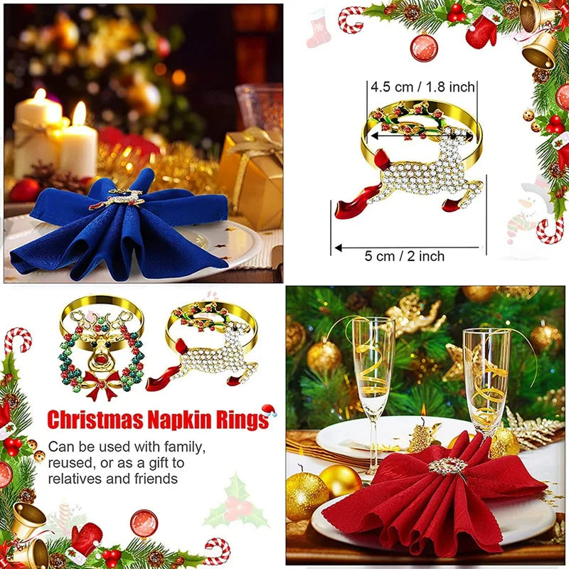 9 Pieces Christmas Napkin Rings Set Metal Christmas Napkin Holder Christmas Tree Napkin Ring Decor