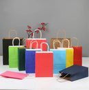 10pcs/lot Kraft Paper Bag with Handles Solid Color Gift Packing Bags for Store Clothes Wedding Christmas Supplies Handbags Kit