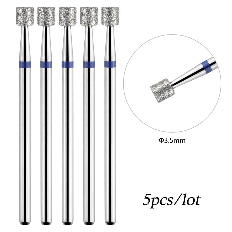 5pcs/lot Drill Bits for Nails Diamond Heads to Nails Milling Cutter for Manicure Cuticle Nail Cutter Tips Accessories Tools