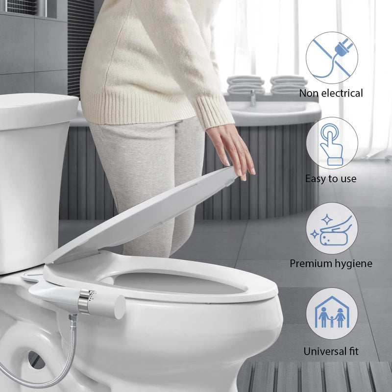 Slim Bidet Attachment Toilet Dual Jet (Female/Post Wash) Hygienic Bidet Toilet Adjustable Water Pressure Sprayer Brass Inlet