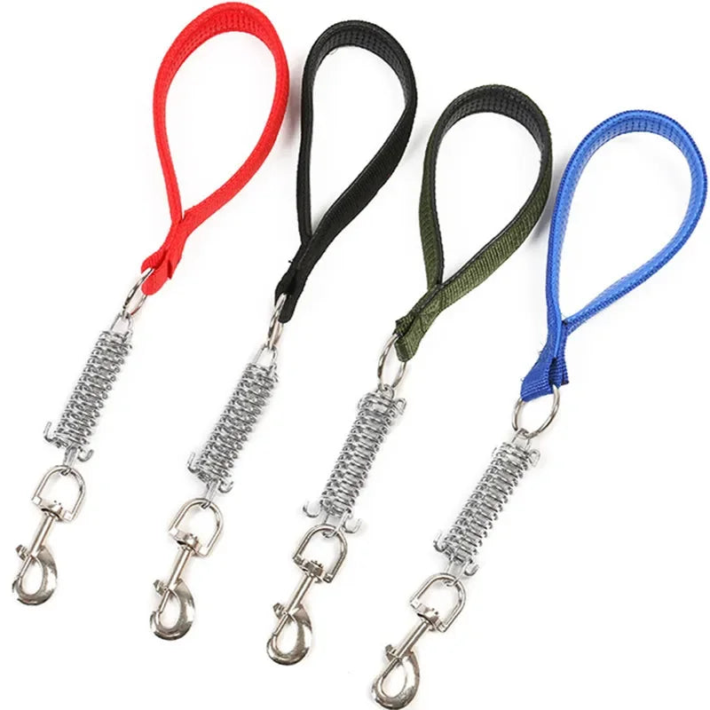 Dog Leash Spring Short Dogs Leash PU Leather Leashes for Large Dogs Walking Nylon Rope Durable Dog Leashes Chew Proof Pet Chain