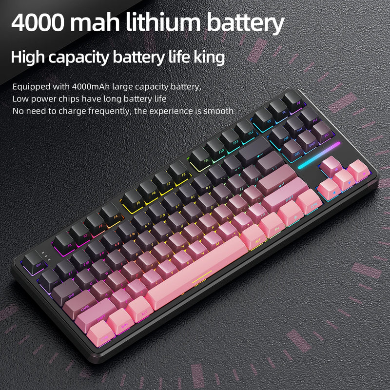 Gaming Keyboard X87 Attack Shark Side Engraved Translucent Character Wireless Mechanical Keyboard,RGB,Hot-Swap,Bluetooth Tri-mod