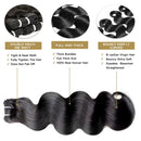 30 32 Inch Full Head Body Wave Bundles 100% Raw Human Hair Weaving Virgin Hair Extensions 1 3 4 Pcs Natural Black Color Double Weft Remy Hair Thick Full Ends Hair Bundles