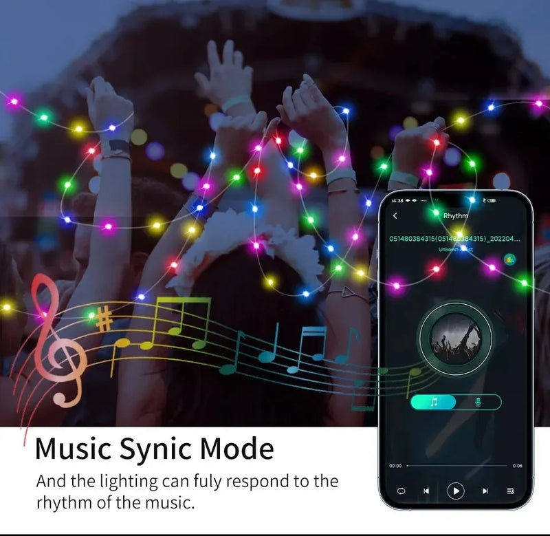 USB Christmas Lights Decoration New Year Garland Led Fairy String Holiday Lighting for Home Outdoor Bluetooth Smart Festoon DIY