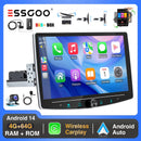 ESSGOO Android 14 4+64G Carplay Car Stereo Radio 1 DIN 10.1" Rotatable Screen GPS NAVI RDS w/ Microphone Knob Colorfull Button