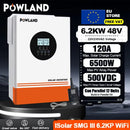Powland 11KW 6.2KW 48V 4KW 24V Hybrid Solar Inverter Dual MPPT 160A Pure Sine Wave 230V Single phase On-grid Off-grid  VAT Free