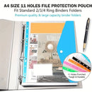 6 pcs Plastic envelope with adhesive snaps & 11 holes file folder expansion bag for 2/3/4 ring file bag and A4 school bag file b