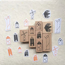 Mini Stamp Kawaii Whimsical Little House and Bird for Scrapbooking DIY Card Journaling Wooden Stamps