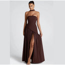 The Aurelian | Butter Yellow Mesh Strapless Pleated Evening Gown