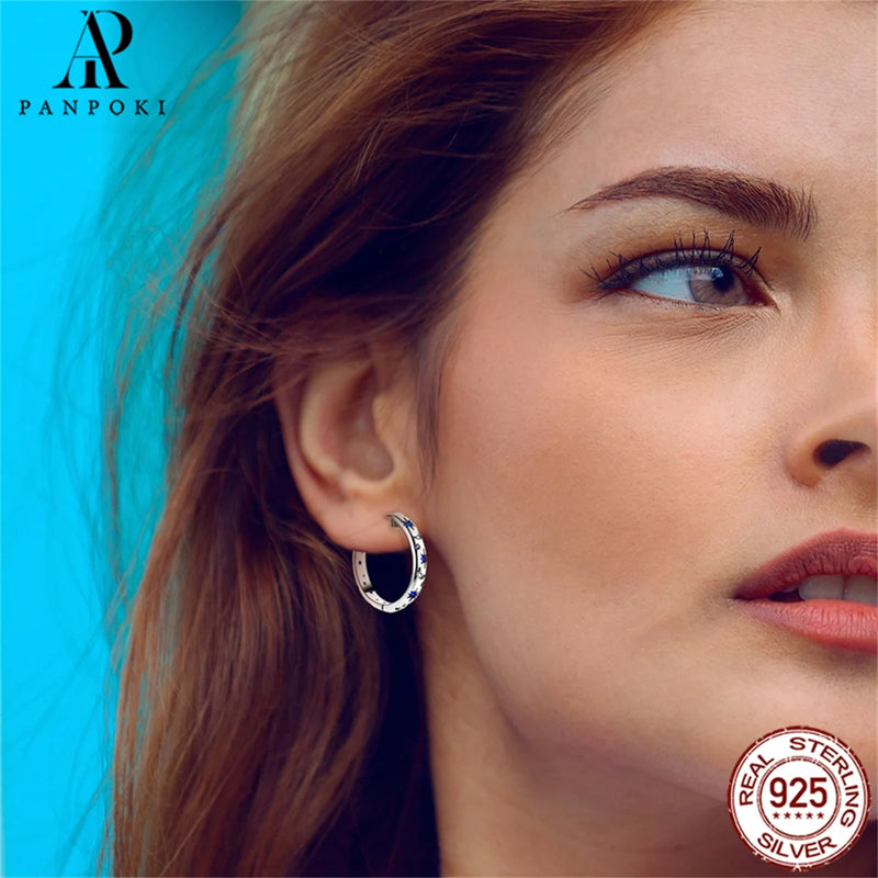 HOT 65 Style Sterling Silver 925 Pave Shiny CZ Heart Hoop Earrings Fit Original Fashion Earrings Fine Women Jewelry Gifts