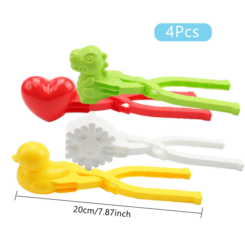 4PCS Snowball Clip Snow Grasping Clamps Tool Multi-shape Cartoon Snowballs  Grabber Snow Ball Maker Sports Toys for Kids