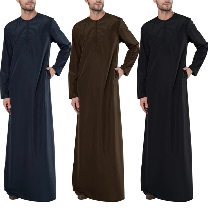 Long Sleeve Aman Abaya Jubba Thobe For Men Kaftan Pakistan Muslim Saudi Arabia Djellaba Islam Clothing Prayer Robe Afghan