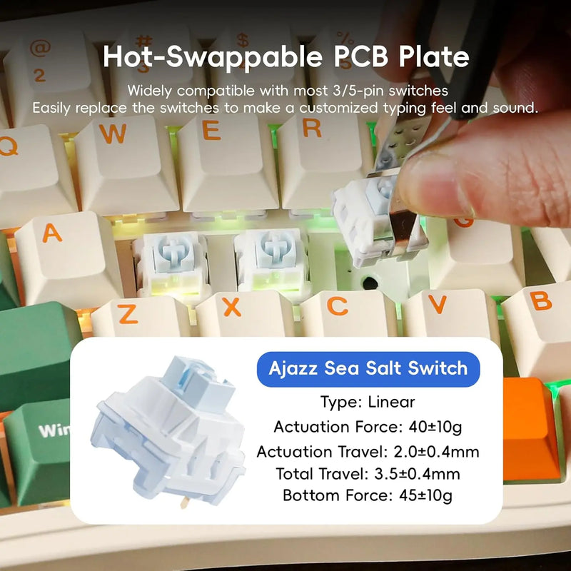 MAMBASNAKE x Ajazz AKS068 Pro 68 Keys Alice-Layout VIA Programmable Gasket Mechanical Keyboard