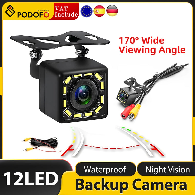 Podofo Reverse Camera Rearview Car Infrared Night Vision Waterproof Backup Camera For Parking Monitor Universal Auto Reversing