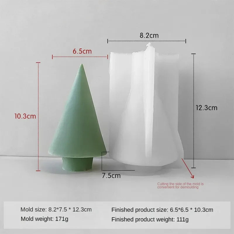 3D Christmas Tree Silicone Candle Mold Handmade Cute Xmas Tree Scented Aromath Soap Plaster Resin Mould Gift Ornament Home Decor