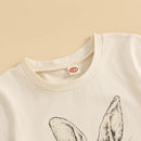 Adorable Toddler Boys Easter Outfits with Bunny Print Round Neck Short Sleeve T-Shirts and Elastic Waist Shorts - 2 Piece