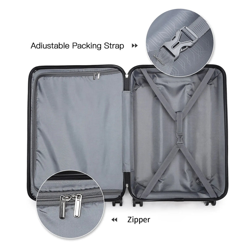KONO TSA Lock, suitcase (M/L/XL) TONO Hard Case, Lightweight ABS Trolleys with Twin wheels