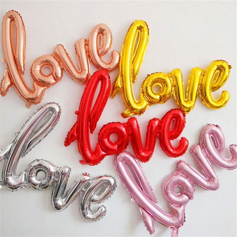 Heart Shaped Background Wall Foil Balloon Love Letter Balloons for Wedding Party Happy Valentines Day Home Decoration Supplies