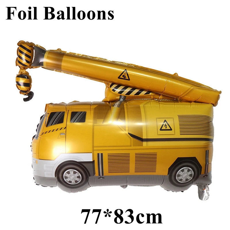 Excavator Crane Tractor Birthday Cake Topper Construction Party Cake Decor Kids Boy 1st Baby Shower One Year Happy Birthday Cake