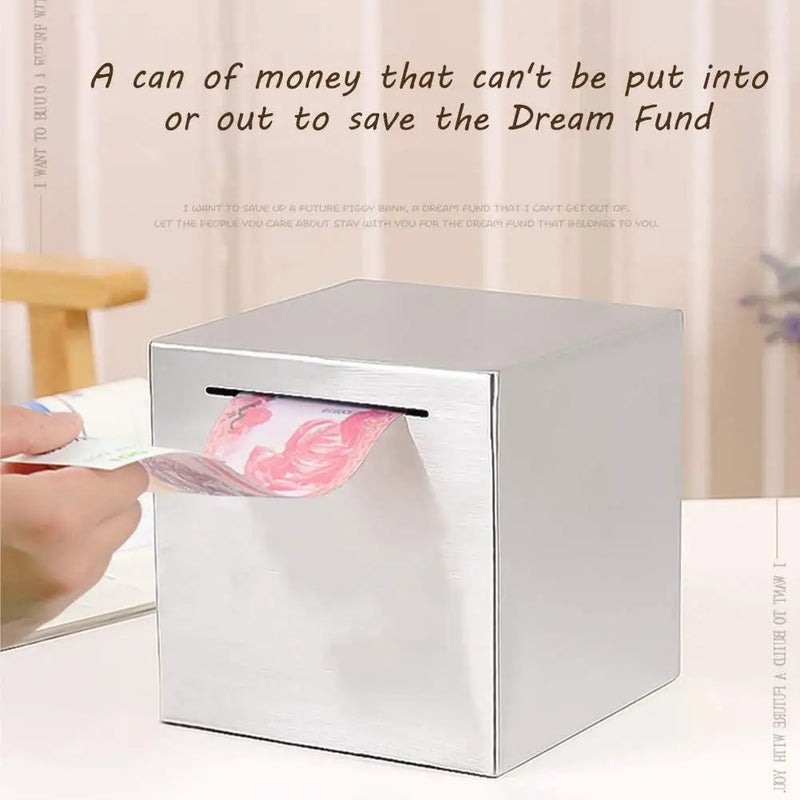 Stainless Steel Safe Piggy Bank Desktop Coin Container Piggy Bank Kids Gift Compact Saving Pot Money Box