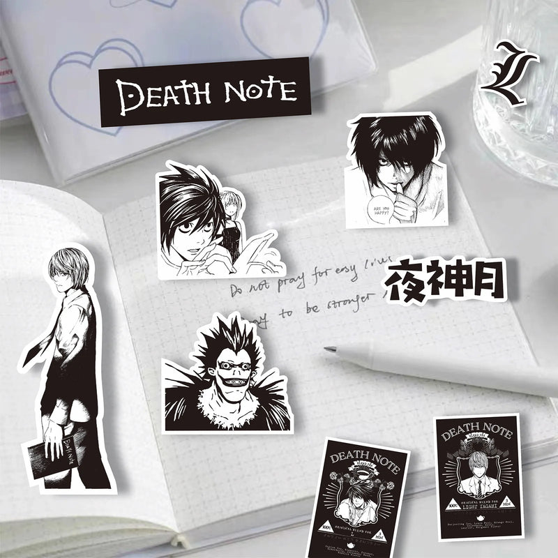 65PCS Anime Death Note Stickers Black White Decals Decoration DIY Scrapbook Luggage Laptop Bike Suitcase Car Graffiti Toys