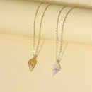 JWER 2Pcs Stainless Steel Electrocardiogram Magnetic Couple Necklace Elegent Heart Necklace Jewelry Lover Creative Gifts