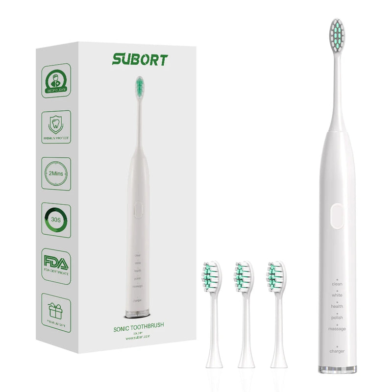 SUBORT S2 Sonic Electric Toothbrush for Men Women Houseehold Whitening IPX7 Waterproof Toothbrush Ultrasonic Auto Tooth Brush