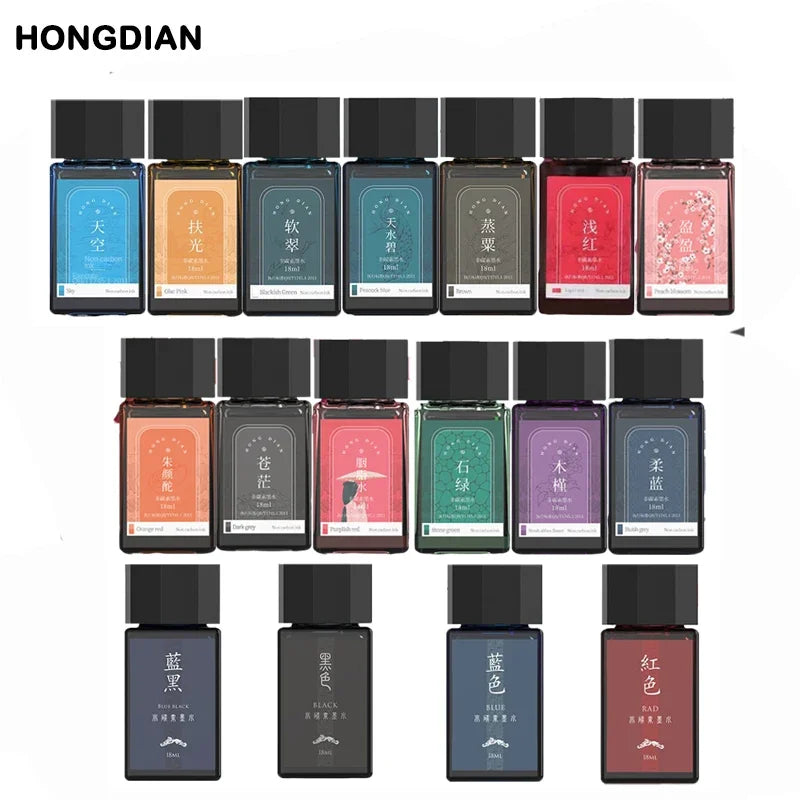 HONGDIAN Colorful 18ml Fountain Pen Ink Refilling Inks Stationery School High Quality Calligraphy Fountain Pens Ink PK JINHAO