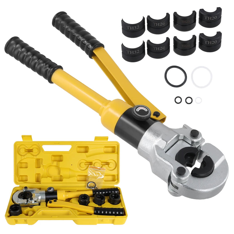 Hydraulic Pipe Crimping Tool Adjustable Crimper with Heavy-Duty Pressure for Copper Stainless Steel PEX Pipes TH V12/15/18/22/28