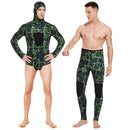 3mm/5mm Spearfishing Wetsuit Camouflage Open Cell Neoprene Free Diving Suit 2-Piece Fullsuit Mens Hooded Snorkeling Suits