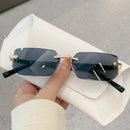 Randlose Rechteck Sonnenbrille Mode Männer Frauen Shades Kleine Quadratische Sonnenbrillen Für Weibliche Trendige Sommer Outdoor Accessoire