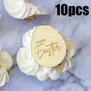 10Pcs Happy Easter Bunny Egg Cake Toppers Acrylic Gold Silver Rabbit Shaped Cupcake Toppers for Easter Party Dessert Decorations