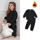 2026 New Arrivals Little Girls Clothing Tracksuit 2 Pieces Set Warm Fleece Plain Top Sweatshirt+Pants Loungewear Suit For Kids