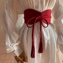 Fashion Tassel Lacing Waist Seal Women's Versatile Wide Waistband Decorative Dress Autumn and Winter Accessories New Belt