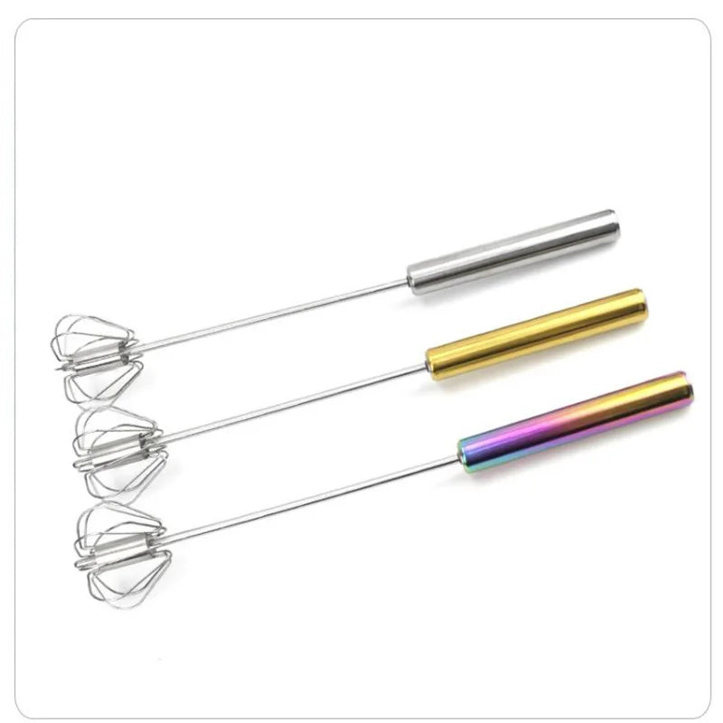 Semi Automatic Mixer Whisk Egg Beater Stainless Steel Manual Hand Mixer Self-Turning Cream Utensils Kitchen Mixer Egg Tools